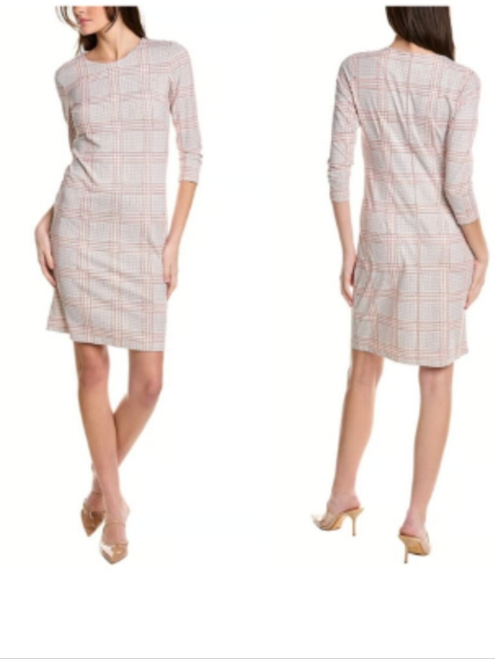 New J McLaughlin Sophia Pink Plaid Catalina Cloth Sheath Dress Women's Small